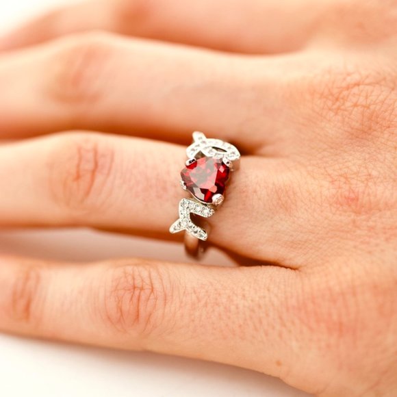 Jenna Jameson Jewelry - 925 14kt gold dipped Heart Red Topaz Engagement